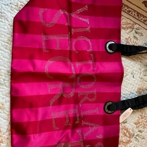 Victoria's Secret Red and Pink Striped Tote